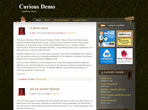 Curious wp template