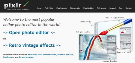 pixlr official website screenshot