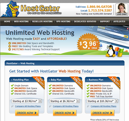 Hostgator hosting plans