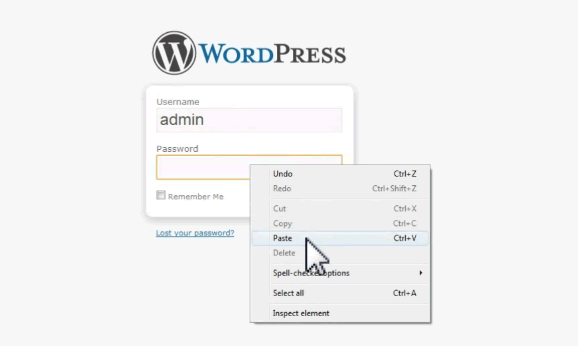 wordpress dashboard login screen