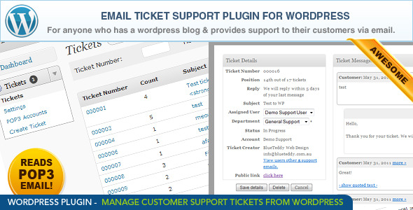 WordPress Email Ticket Support Plugin