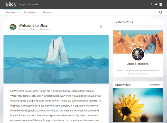 Bliss responsive wordpress theme